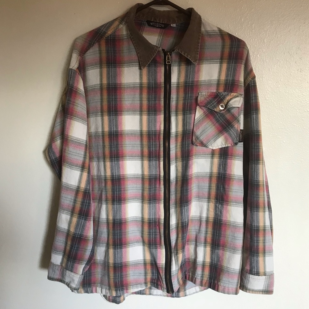 90s billabong zip up flannel